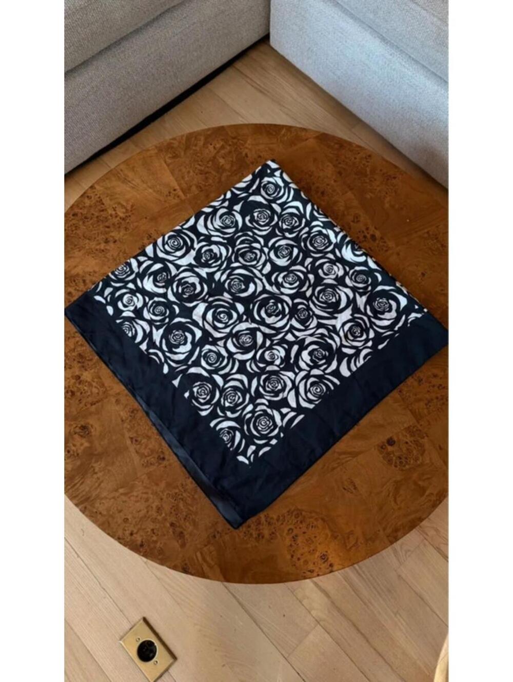 Black and white large floral scarf